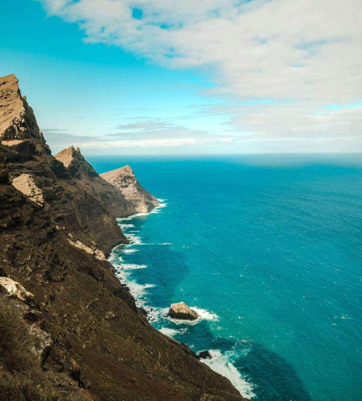 Volcanic cliffs facing the Atlantic Ocean in the Canary Islands.